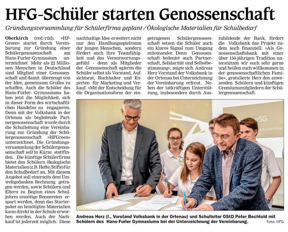 HFG-Schüler starten Genossenschaft